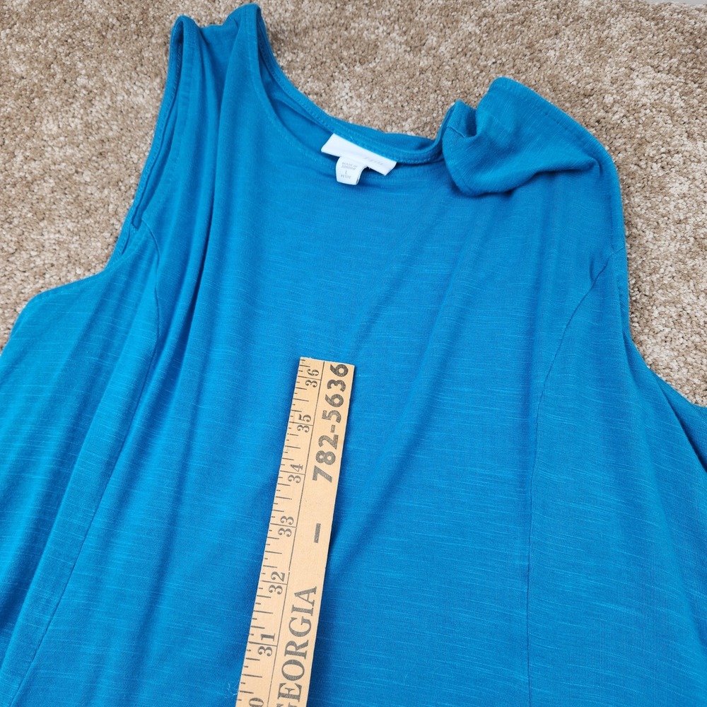 J. Jill Womens Large Petite Teal Blue Sleeveless Slub Knit Maxi Dress Pockets - Picture 5 of 6